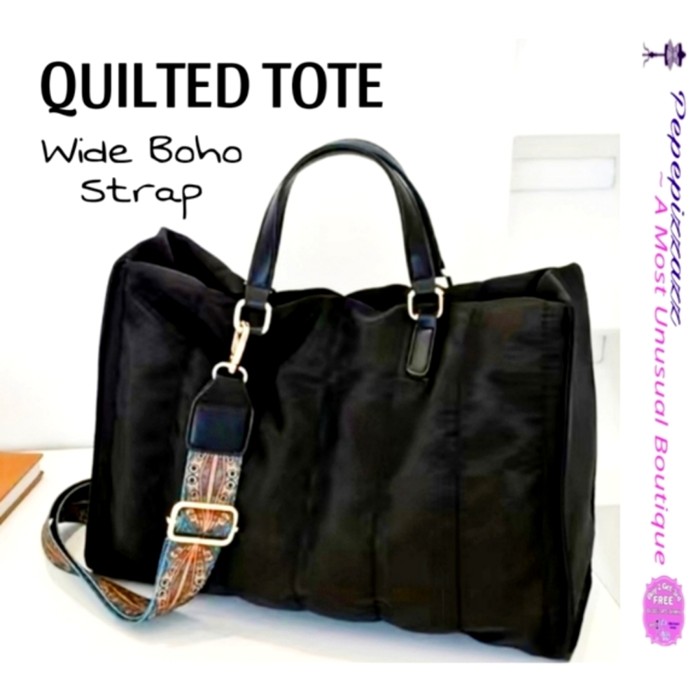 NWT Quilted Crossbody Bag, Large Capacity Tote Bag, Casual Handbag W Wide Strap